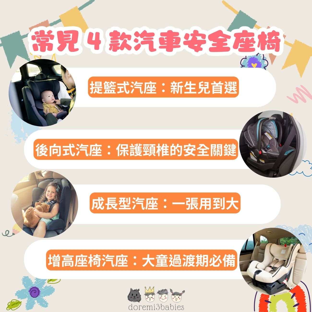 常見 4 款兒童汽車安全座椅 