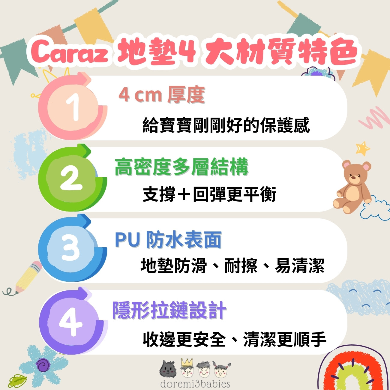 4 大Caraz 地墊材質特色