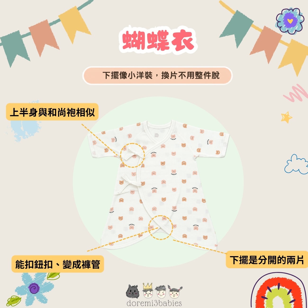蝴蝶衣：下擺像小洋裝，換片不用整件脫