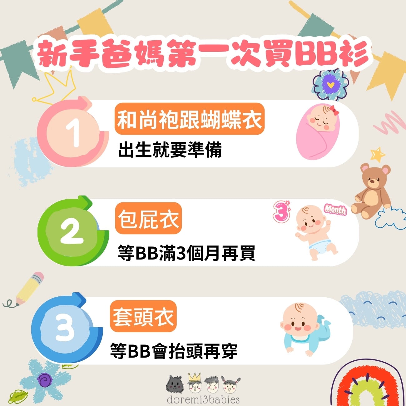 新手爸媽第一次買BB衫，哪幾款建議先準備？